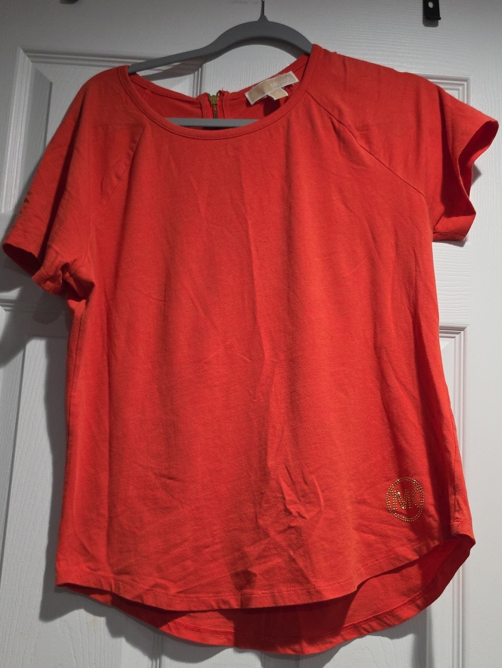 Michael Kors Coral Short Sleeve Tee with Back Zip